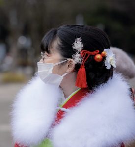 北参道のプライベートサロンSASAYOSHI（ササヨシ）による和装アップスタイル。明治神宮での参拝や成人式・結婚式にふさわしい品格ある仕上がり。